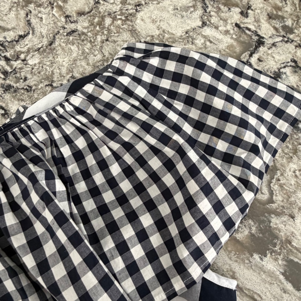 NEW J. Crew Gingham One Shoulder Ruffle Top Black White Cotton Stretch 12 NWT - Picture 4 of 15